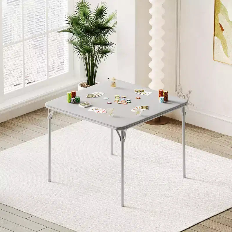 Table à manger pliable, table de jeu carrée portable de 84 cm, plateau rembourré en PU, idéale pour la famille, les fêtes, les pique-niques et les jeux.