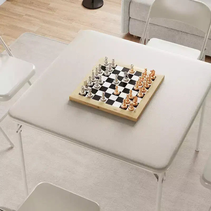 Table à manger pliable, table de jeu carrée portable de 84 cm, plateau rembourré en PU, idéale pour la famille, les fêtes, les pique-niques et les jeux.
