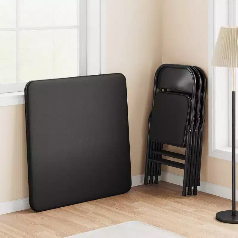 Table à manger pliable, table de jeu carrée portable de 84 cm, plateau rembourré en PU, idéale pour la famille, les fêtes, les pique-niques et les jeux.