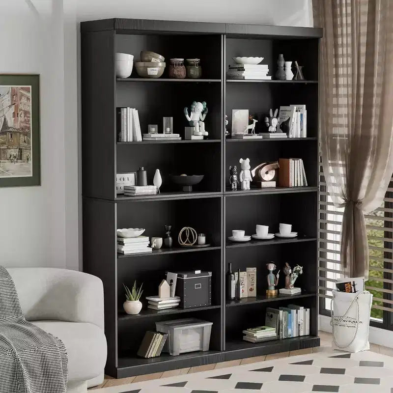PexFix 41x31x16 Doorless Wood Bookshelf Storage Cabinet Bookcase&Office Cabinet for Kitchen Bedroom Entryway Living Room Dinning Room Black