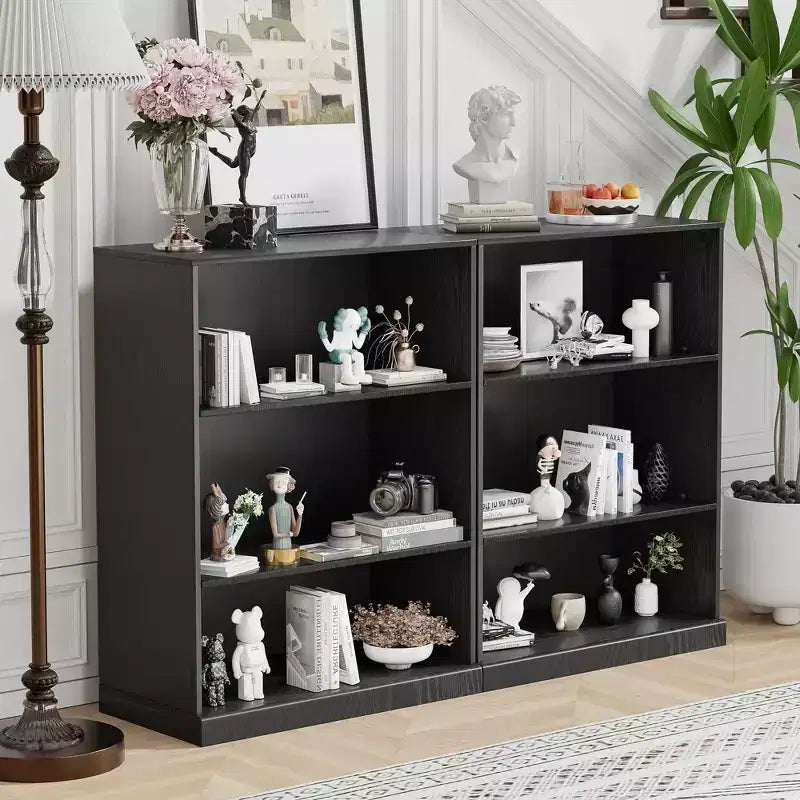 PexFix 41x31x16 Doorless Wood Bookshelf Storage Cabinet Bookcase&Office Cabinet for Kitchen Bedroom Entryway Living Room Dinning Room Black