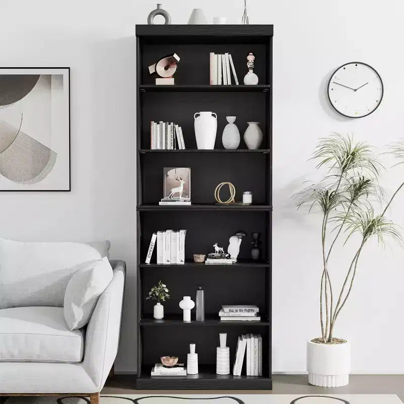 PexFix 41x31x16 Doorless Wood Bookshelf Storage Cabinet Bookcase&Office Cabinet for Kitchen Bedroom Entryway Living Room Dinning Room Black