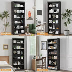 PexFix 41x31x16 Doorless Wood Bookshelf Storage Cabinet Bookcase&Office Cabinet for Kitchen Bedroom Entryway Living Room Dinning Room Black