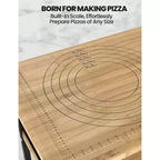 Table de four à pizza 33x20x35.5, Table de barbecue d'extérieur sur 4 roues, Chariot à trois étagères en bambou pour la préparation des aliments, Repas barbecue, Couleur bois