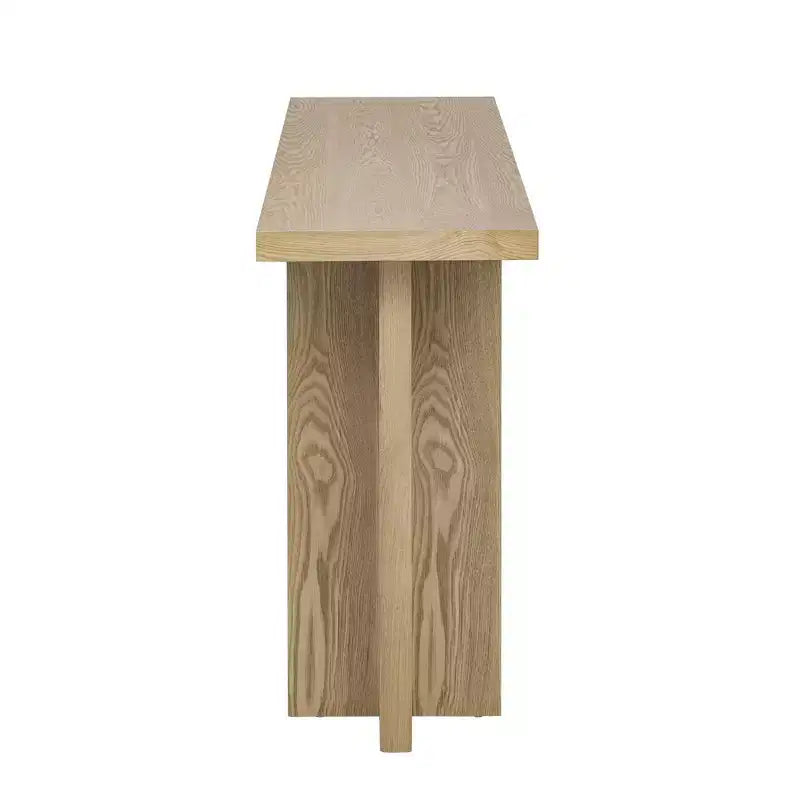 Okak Minimalist Ash Veneer Console Table with T-Shaped Legs,Modern Entryway Table Foyer Tables for Entryway,Hallway,Living Room