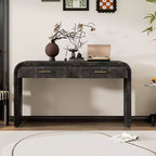 Okak Burl Veneer Console Table with Storage Drawers,Entryway Table with Sturdy Legs & Metal Handles,Foyer Table for Hallway,Living Room