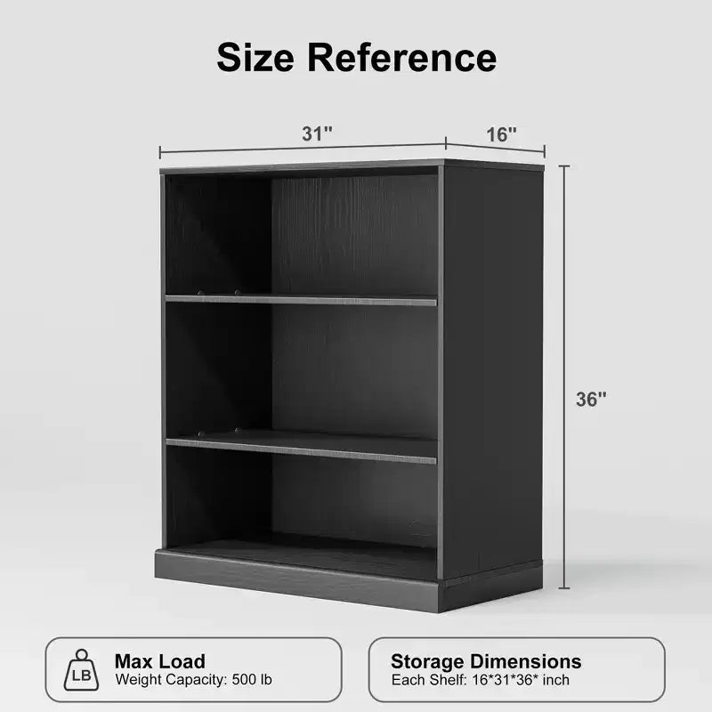 PexFix 36x31x16 Étagère de rangement sans porte en bois Meuble de rangement bibliothèque et armoire de bureau pour cuisine, chambre, entrée, salon, salle à manger Noir