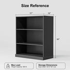 PexFix 36x31x16 Étagère de rangement sans porte en bois Meuble de rangement bibliothèque et armoire de bureau pour cuisine, chambre, entrée, salon, salle à manger Noir