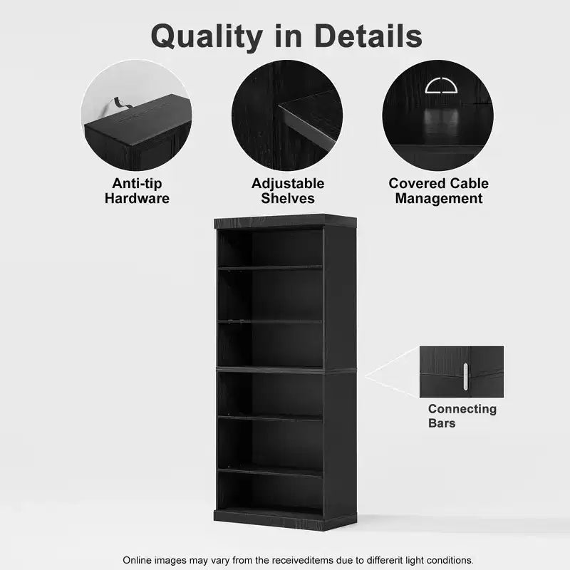 PexFix 36x31x16 Étagère de rangement sans porte en bois Meuble de rangement bibliothèque et armoire de bureau pour cuisine, chambre, entrée, salon, salle à manger Noir