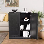 PexFix 36 Wooden Accent Cabinet Storage Modern Sideboard Buffet Cabinet with 2 Doors and Adjustable Shelf for Living Room Dining Room Entryway Black