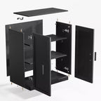 PexFix 36 Armoire de rangement d'appoint en bois, buffet moderne avec 2 portes et étagère réglable pour salon, salle à manger, entrée, noir