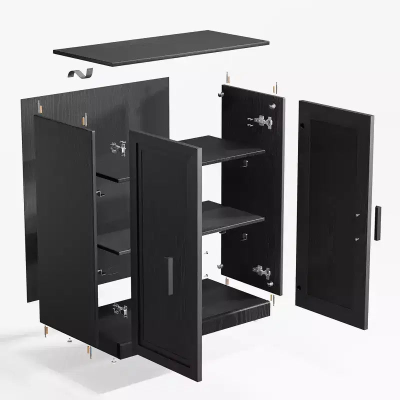 PexFix 36 Armoire de rangement d'appoint en bois, buffet moderne avec 2 portes et étagère réglable pour salon, salle à manger, entrée, noir
