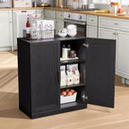 PexFix 36 Armoire de rangement d'appoint en bois, buffet moderne avec 2 portes et étagère réglable pour salon, salle à manger, entrée, noir