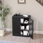 PexFix 36 Armoire de rangement d'appoint en bois, buffet moderne avec 2 portes et étagère réglable pour salon, salle à manger, entrée, noir