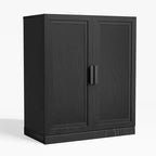 PexFix 36 Armoire de rangement d'appoint en bois, buffet moderne avec 2 portes et étagère réglable pour salon, salle à manger, entrée, noir