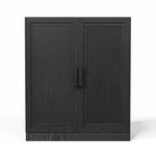 PexFix 36 Armoire de rangement d'appoint en bois, buffet moderne avec 2 portes et étagère réglable pour salon, salle à manger, entrée, noir
