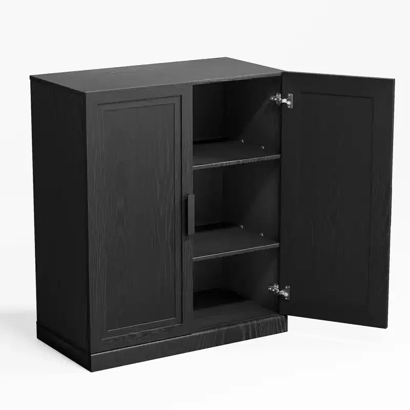 PexFix 36 Armoire de rangement d'appoint en bois, buffet moderne avec 2 portes et étagère réglable pour salon, salle à manger, entrée, noir