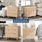 Table de chevet moderne cannelée COZONY avec plateau en faux marbre, table de chevet à 3 tiroirs avec profil incurvé pour chambre à coucher et salon