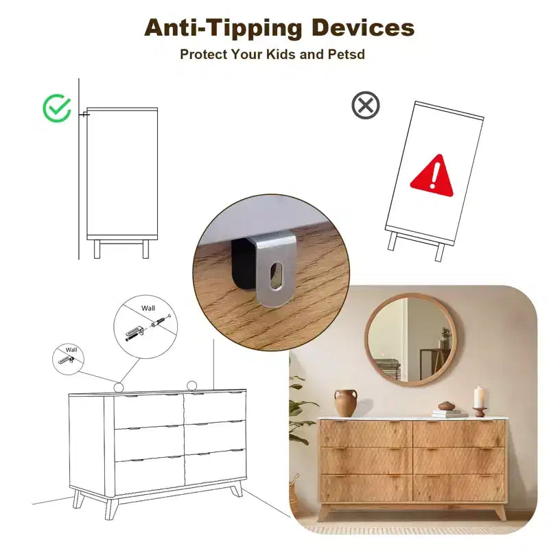 Commode cannelée à 6 tiroirs avec plateau en faux marbre, meuble TV moderne incurvé pour chambre et salon, armoire de rangement robuste, conception anti-basculement
