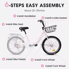 Vélo Okak 20 pouces pour enfant avec cadre en acier léger, vélos cruiser pour enfants avec frein à rétropédalage et frein en V, mini-vélo avec protège-chaîne et porte-bagages arrière