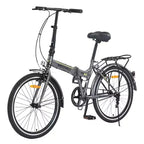 Okak 24IN Folding Bike with Fenders and Dual V-Brake, City Commuter Bicycle with Steel Frame and Shelf, Cruiser Bikes for Men and Women
