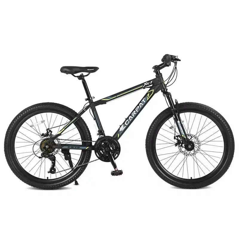 Okak 24IN Mountain Bike with Daul Disc Brakes and Front Suspension, Kids Bike with 21 Speed and Steel Frame, Bicycle for Boys, Girls