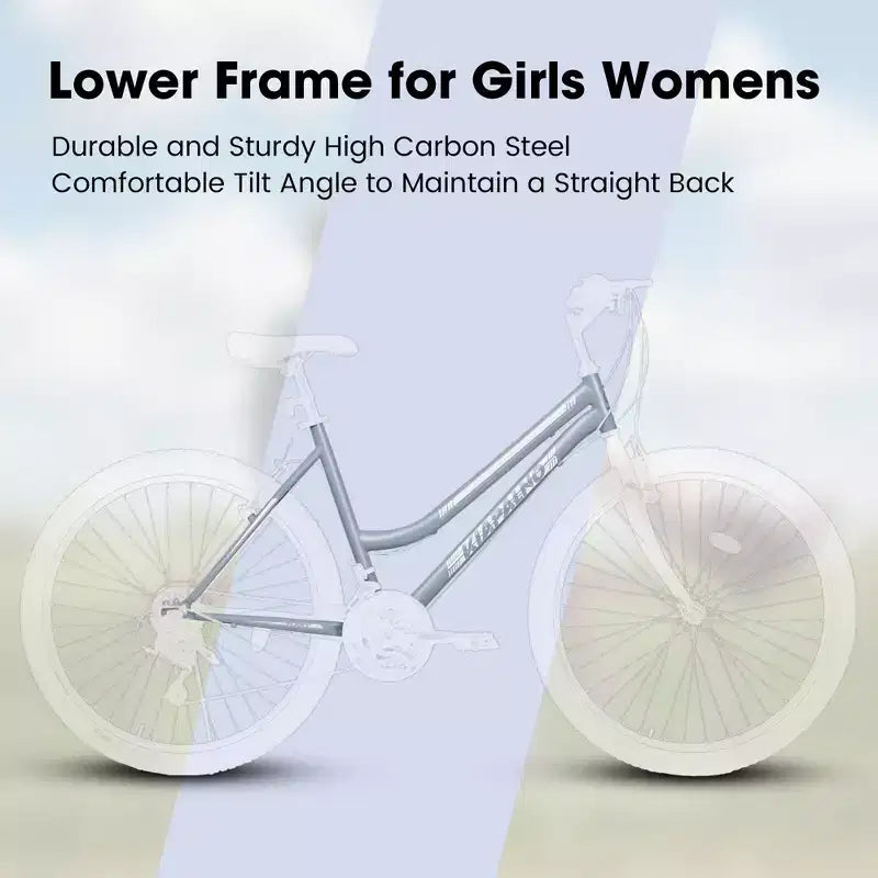 Okak 24/26IN Mountain Bike with Carbon Steel Frame, Adult Bike with 21-Speed System and Dual V-Brake, Kids Dirt Bike for Adult and Teens