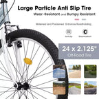 Okak 24/26IN Mountain Bike with Carbon Steel Frame, Adult Bike with 21-Speed System and Dual V-Brake, Kids Dirt Bike for Adult and Teens