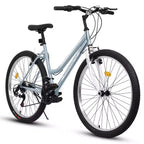 Okak 24/26IN Mountain Bike with Carbon Steel Frame, Adult Bike with 21-Speed System and Dual V-Brake, Kids Dirt Bike for Adult and Teens