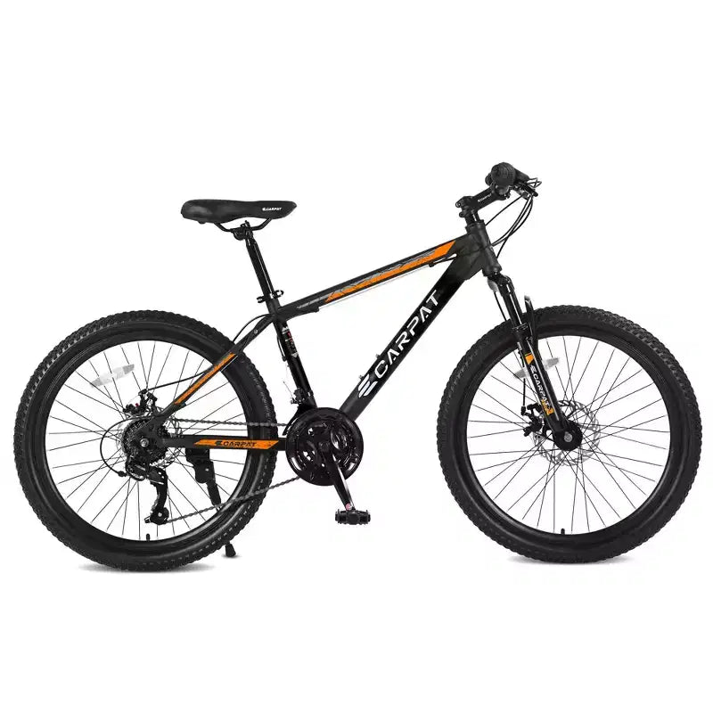 Okak 26IN Mountain Bike with 21 Speeds and Mechanical Disc Brakes, Adult Bike with High-Carbon Steel Frame, Dirt Bike for Kids & Adults