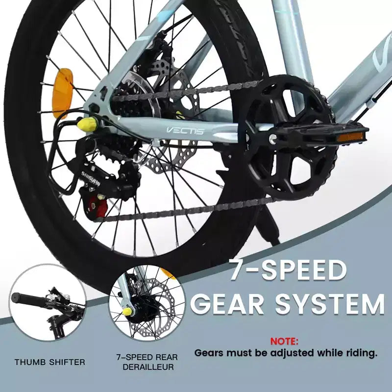 Vélo enfant Okak 20" avec 7 vitesses et cadre en acier, vélo enfant avec double freins à disque et pneus de 1,75", vélos cruiser pour garçons et filles