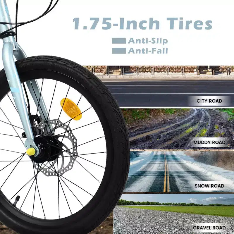 Vélo enfant Okak 20" avec 7 vitesses et cadre en acier, vélo enfant avec double freins à disque et pneus de 1,75", vélos cruiser pour garçons et filles
