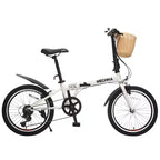 Vélo Pliant Okak 20 pouces avec Panier Avant, Support Téléphone et Garde-Boue, Vélo Adulte 6 Vitesses avec Cadre en Acier et Double Frein V-Brake, Vélo pour Hommes et Femmes