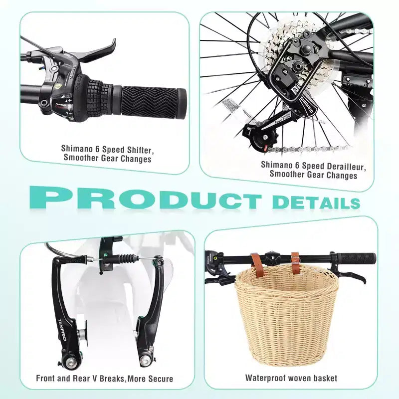 Vélo Pliant Okak 20 pouces avec Panier Avant, Support Téléphone et Garde-Boue, Vélo Adulte 6 Vitesses avec Cadre en Acier et Double Frein V-Brake, Vélo pour Hommes et Femmes
