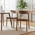 Homy Casa Solid Wood Dining Chairs, Armless Kitchen and Dining Room Side Chairs, Set of 2, Walnut