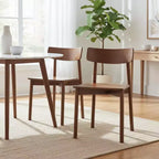 Homy Casa Solid Wood Dining Chairs, Armless Kitchen and Dining Room Side Chairs, Set of 2, Walnut