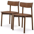 Chaises de salle à manger en bois massif Homy Casa, Chaises d'appoint sans accoudoirs pour cuisine et salle à manger, Lot de 2, Noyer