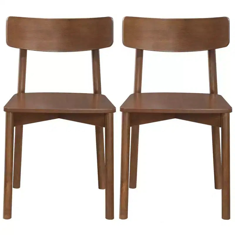 Chaises de salle à manger en bois massif Homy Casa, Chaises d'appoint sans accoudoirs pour cuisine et salle à manger, Lot de 2, Noyer