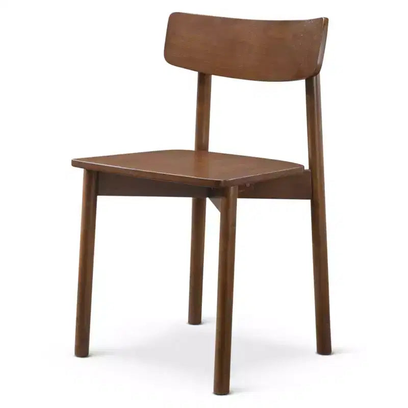 Chaises de salle à manger en bois massif Homy Casa, Chaises d'appoint sans accoudoirs pour cuisine et salle à manger, Lot de 2, Noyer