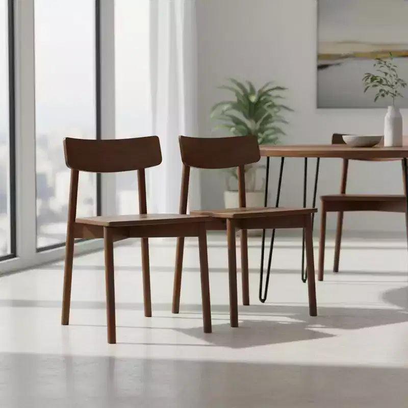Chaises de salle à manger en bois massif Homy Casa, Chaises d'appoint sans accoudoirs pour cuisine et salle à manger, Lot de 2, Noyer