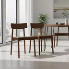 Chaises de salle à manger en bois massif Homy Casa, Chaises d'appoint sans accoudoirs pour cuisine et salle à manger, Lot de 2, Noyer