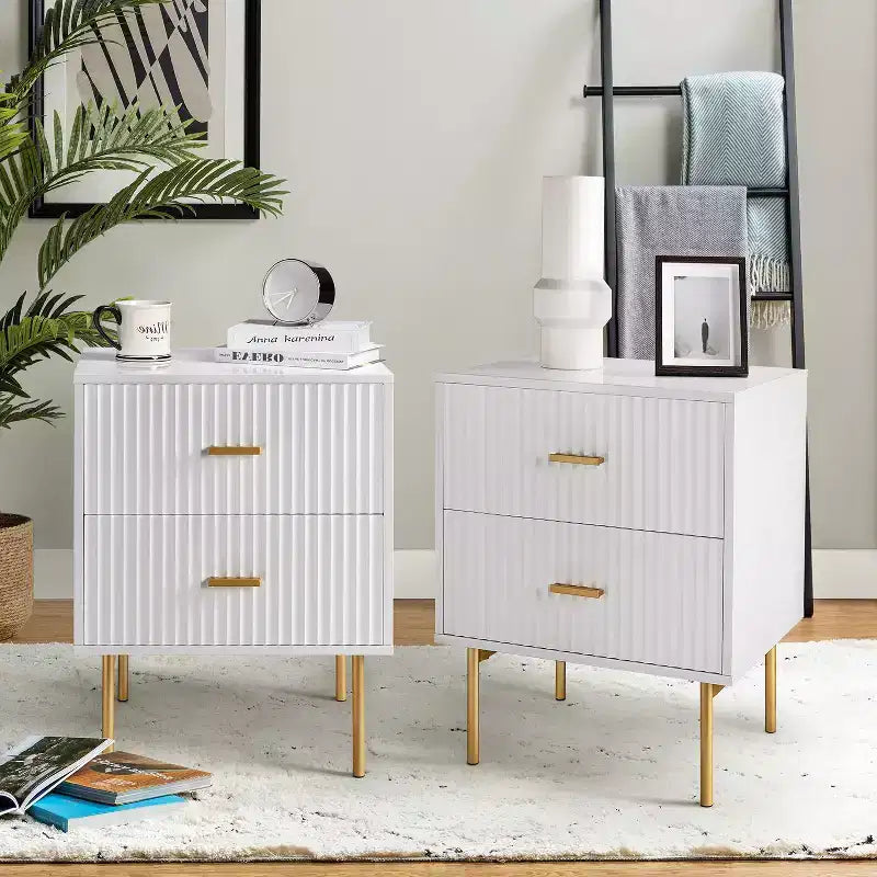 Table d'appoint 2 tiroirs Ceandro Contemporary Classic|ARTFUL LIVING DESIGN-WHITE