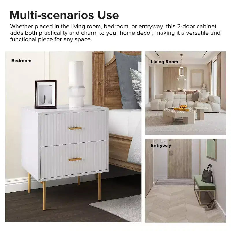 Table d'appoint 2 tiroirs Ceandro Contemporary Classic|ARTFUL LIVING DESIGN-WHITE