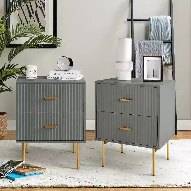 Table d'appoint 2 tiroirs Ceandro Contemporary Classic|ARTFUL LIVING DESIGN-WHITE