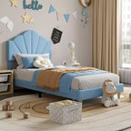 Bed Frame, Velvet Upholstered Platform Bed Frame, Height Adjustable Headboard, Wood Slat Support, Easy to Assemble, No Box Spring Needed