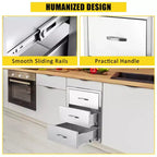 Tiroir de cuisine, Tiroir encastrable en acier inoxydable, Tiroir d'accès encastrable de 30x23x10 pouces avec panneau de ventilation pour îlot de cuisine, terrasse, station de barbecue