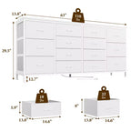 63 Fabric Entertainment Center & TV Stand for 65-75 Inch TVs | 14-Drawer Dresser| Large Storage Console for Living Room & Bedroom