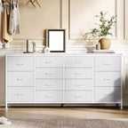 63 Fabric Entertainment Center & TV Stand for 65-75 Inch TVs | 14-Drawer Dresser| Large Storage Console for Living Room & Bedroom