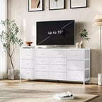 63 Fabric Entertainment Center & TV Stand for 65-75 Inch TVs | 14-Drawer Dresser| Large Storage Console for Living Room & Bedroom
