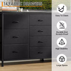 63 Fabric Entertainment Center & TV Stand for 65-75 Inch TVs | 14-Drawer Dresser| Large Storage Console for Living Room & Bedroom